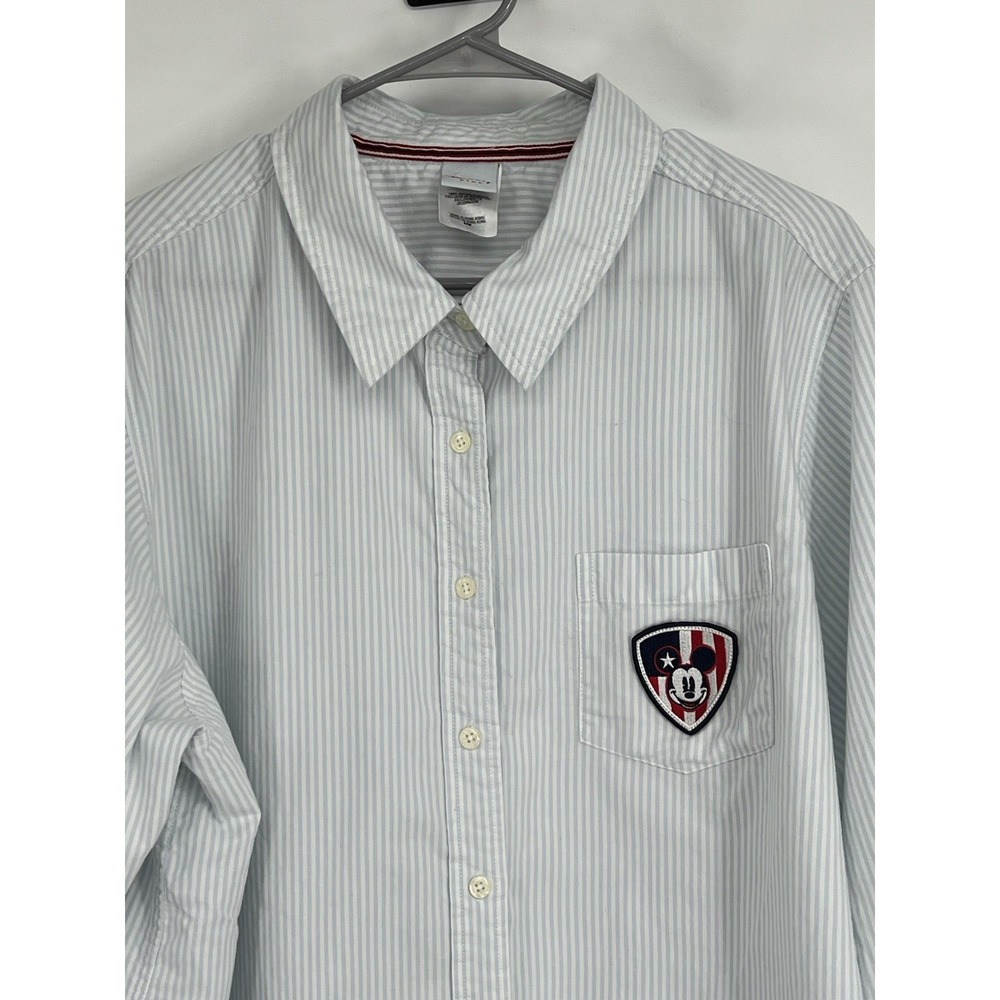 Disney Women's Size 24W Long Sleeve Striped Button Up Shirt Mickey DisneyParks